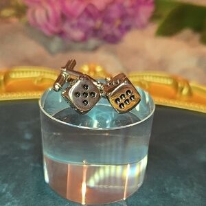 Silver and Black Modern Dice Stainless Steel Cuff Links Brand New